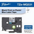 Brother TZEMQ531 0.47"x26.2' Label Tape, Black/Blue