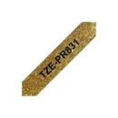 Brother TZEPR831 0.47"x26.2' Label Tape, Black/Gold